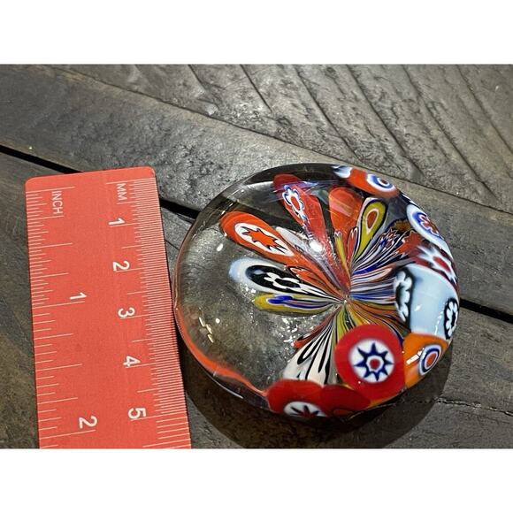 Vintage Murano Style Art Glass Millefiori Paper Weight Colorful Small Oval - Picture 6 of 7
